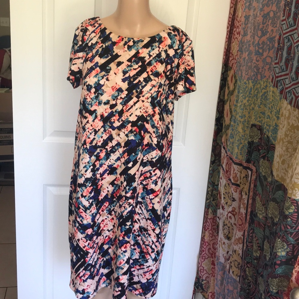 London Times Abstract floral striped dress size 10